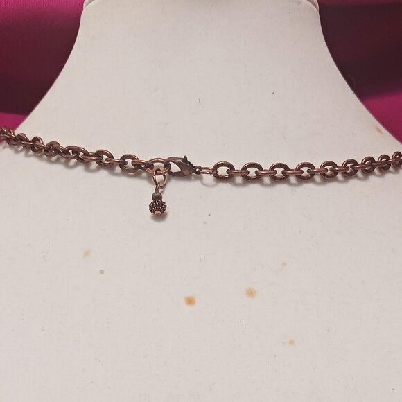 Handmade Vintage Reversable Copper and Black Obsidian Pendant Necklace - Picture 4 of 9